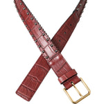 Dolce & Gabbana Brown Alligator Leather Studded Metal Buckle Belt BEL9194-85