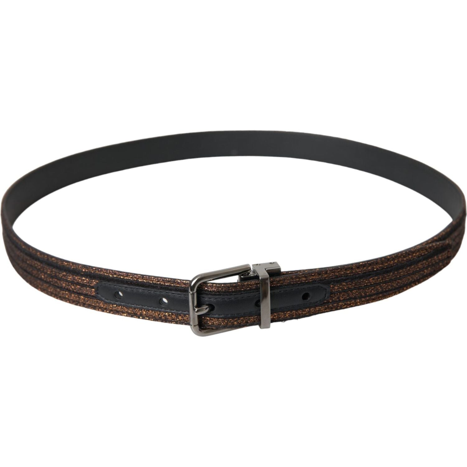 حزام دولتشي آند غابانا الذهبي المخطط بمشبك معدني فضي