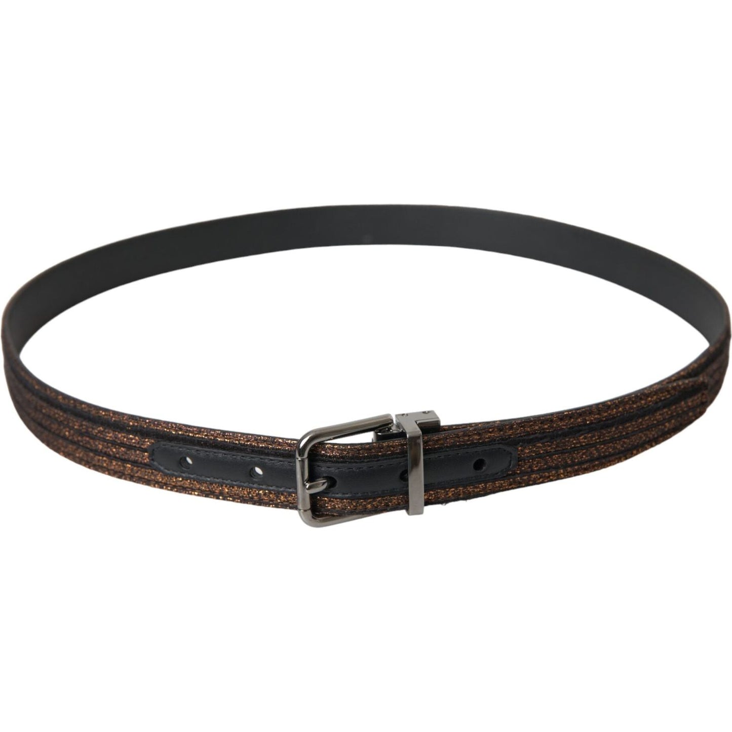 Dolce & Gabbana Gold Jacquard Stripes Silver Metal Buckle Belt BEL9196-90