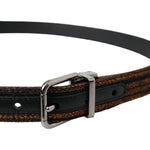 Dolce & Gabbana Gold Jacquard Stripes Silver Metal Buckle Belt BEL9196-90