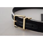 Dolce & Gabbana White Black Patchwork Gold Metal Buckle Belt WMB312-75
