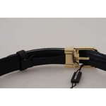 Dolce & Gabbana White Black Patchwork Gold Metal Buckle Belt WMB312-75