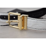 Dolce & Gabbana White Black Patchwork Gold Metal Buckle Belt WMB312-75