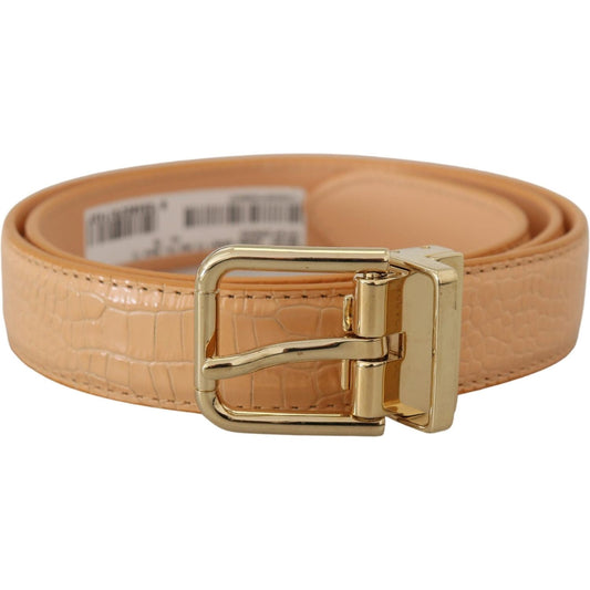 Dolce & Gabbana Beige Exotic Leather Gold Metal Buckle Belt WMB313-75