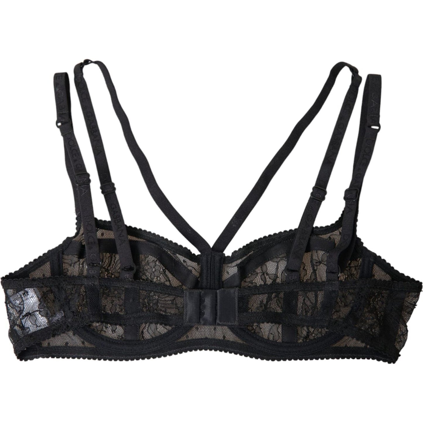 Dolce & Gabbana Black Floral Lace Nylon Balconcino Bra Underwear