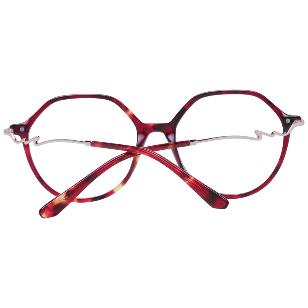 Sandro Red Women Glasses Frame, full-rim round acetate design with demo lenses, includes branded case, size 52-17-140.