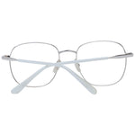 Sandro Silver Women Glasses Frame with stainless steel full-rim design and square shape, featuring demo plastic lenses and branded case included.