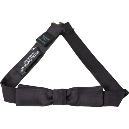 Dolce & Gabbana Dark Gray Silk Adjustable Neck Men Bow Tie