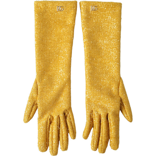Dolce & Gabbana Gold Lurex Fantasia Mid Arm Length Gloves LB30108-7.5