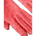 Dolce & Gabbana Pink Lurex Fantasia Mid Arm Length Gloves LB30111-7.5
