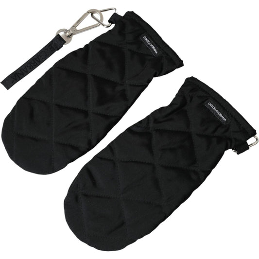 Dolce & Gabbana Black Quilted Nylon Wrist Length Mitten Gloves LB30132-7.5