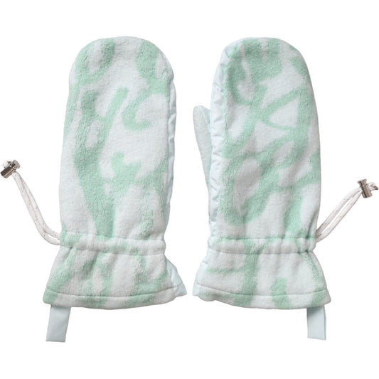 Dolce & Gabbana White Nylon Fleece Wrist Length Mitten Gloves LB30134-8