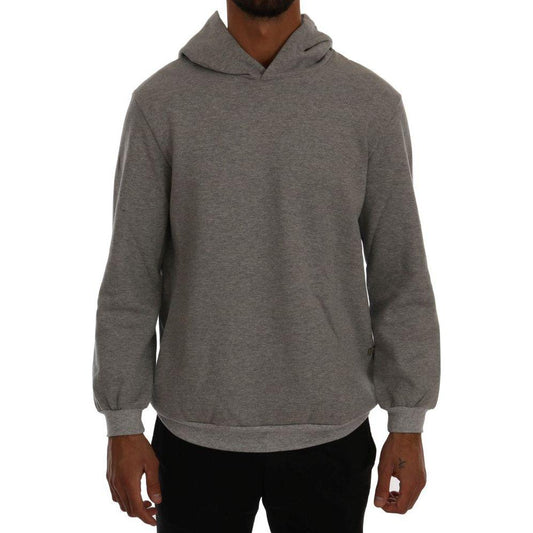 Daniele Alessandrini Gray Pullover Hodded Cotton Sweater TSH1350-4