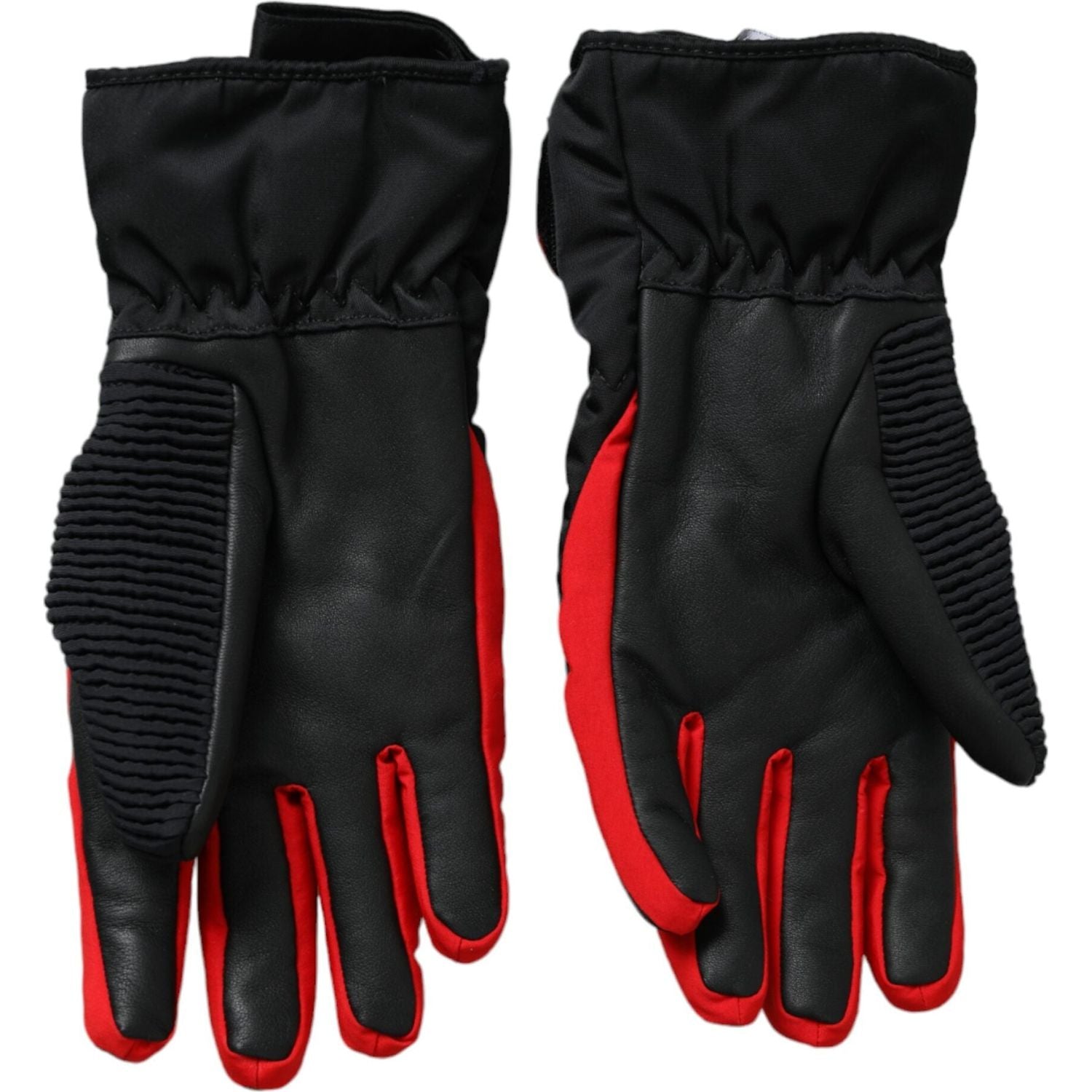 Dolce & Gabbana Black Red Nylon Wrist Length Gloves