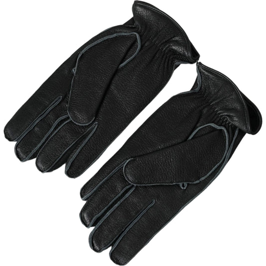 Dolce & Gabbana Black Deer Leather Wrist Length Gloves LB30148-9