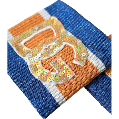 Dolce & Gabbana Multicolor Logo Sequin Viscose Wristband