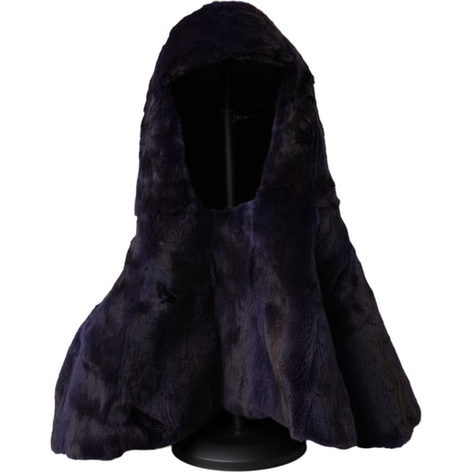 Dolce & Gabbana Black Weasel Fur Whole Head Wrap Hat HAT9564-57