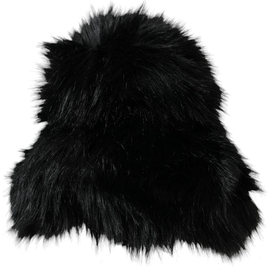 Dolce & Gabbana Black Faux Fur Womens Bucket Hat HAT9568-56