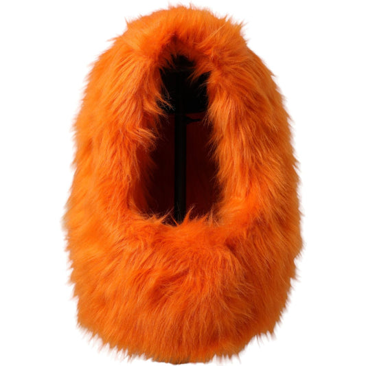 Dolce & Gabbana Orange Faux Fur Whole Head Wrap Hat HAT9570-57