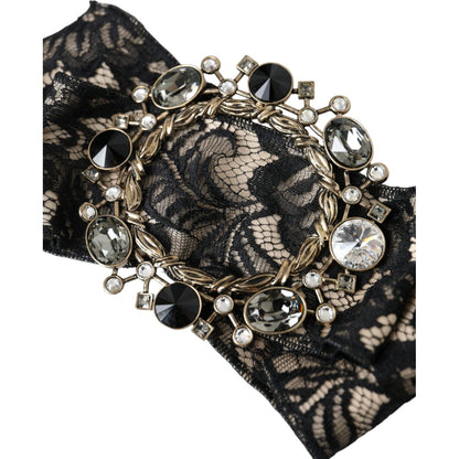 Dolce & Gabbana Black Lace Crystal Handmade Brooch Hair Pin FASHION ACCESSORIES