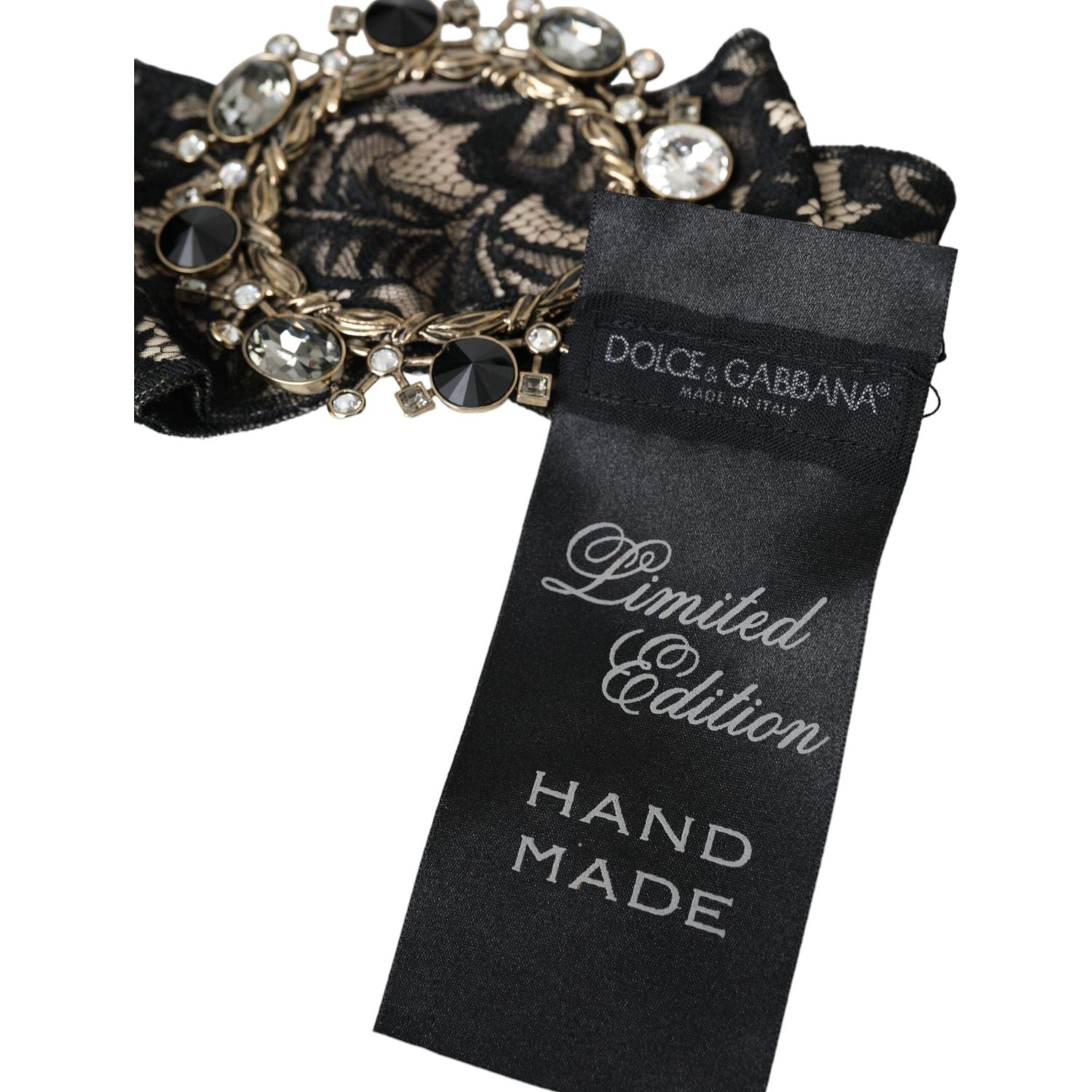 Dolce & Gabbana Black Lace Crystal Handmade Brooch Hair Pin