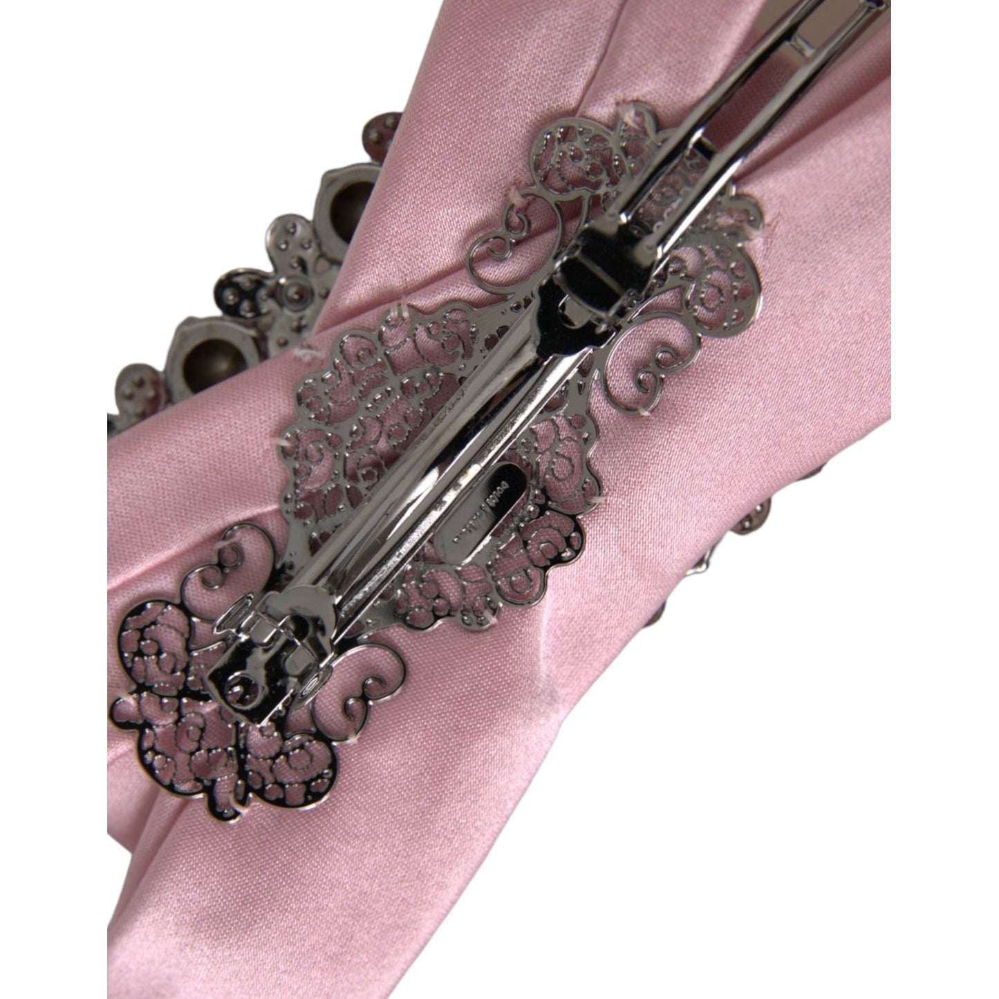 Dolce & Gabbana Pink Satin Crystal Jewelry Brooch Hair Pin FASHION ACCESSORIES