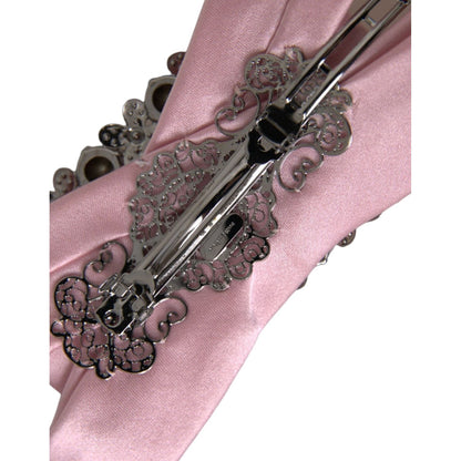 Dolce & Gabbana Pink Satin Crystal Jewelry Brooch Hair Pin FASHION ACCESSORIES