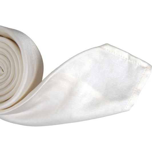 Dolce & Gabbana White Silk Blend Adjustable Tie Men KRA3288