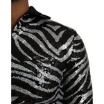 Dolce & Gabbana Black Silver Sequined Polyester Sweater TSH86286-48