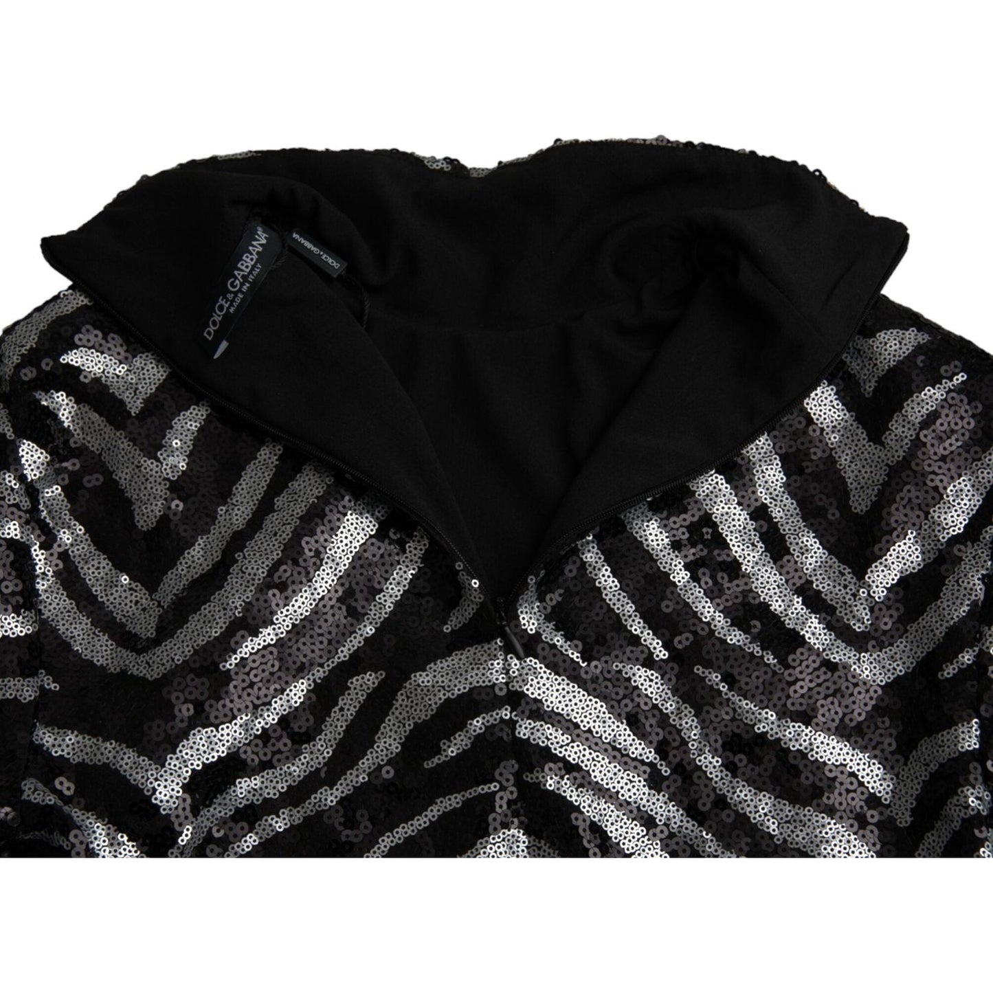 Dolce & Gabbana Black Silver Sequined Polyester Sweater TSH86286-48