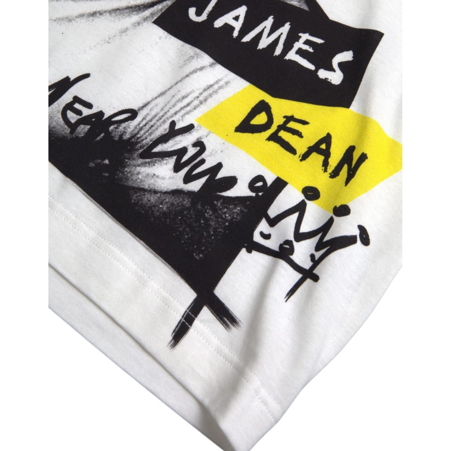 تي شيرت رجالي من دولتشي آند غابانا بأكمام قصيرة من القطن باللون الأبيض