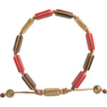 Nialaya CZ Tiger Eye Red Coral 925 Silver Men Bracelet SMY10241-L