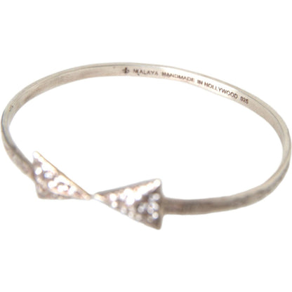 Nialaya Arrow Crystal 925 Silver Bangle Bracelet Women