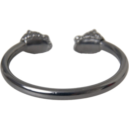 Nialaya Black Rhodium Lion Bangle Bracelet Women