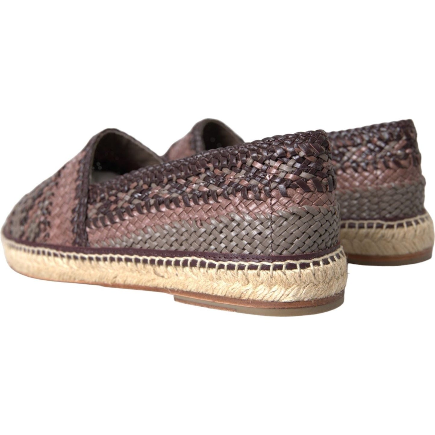 Dolce & Gabbana Brown Buffalo Leather Espadrille Flats Shoes MV5683-40