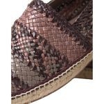 Dolce & Gabbana Brown Buffalo Leather Espadrille Flats Shoes MV5683-40