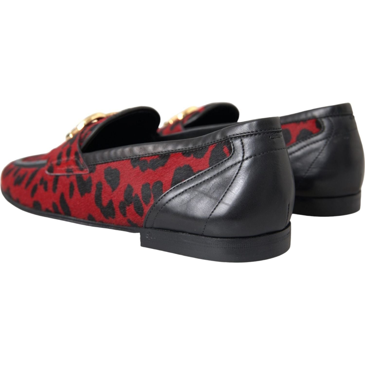 Dolce & Gabbana Red Black Leopard DG Loafers Formal Men Shoes