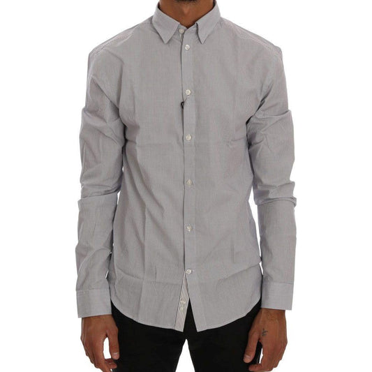 Frankie Morello White Blue Check Casual Cotton Regular Fit Shirt TSH1399-5