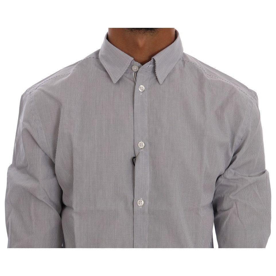 Frankie Morello White Blue Check Casual Cotton Regular Fit Shirt TSH1399-5