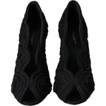 Dolce & Gabbana Black Cordonetto Ricamo Pump Open Toe Shoes LA11181-38