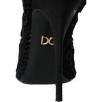 Dolce & Gabbana Black Cordonetto Ricamo Pump Open Toe Shoes LA11181-38