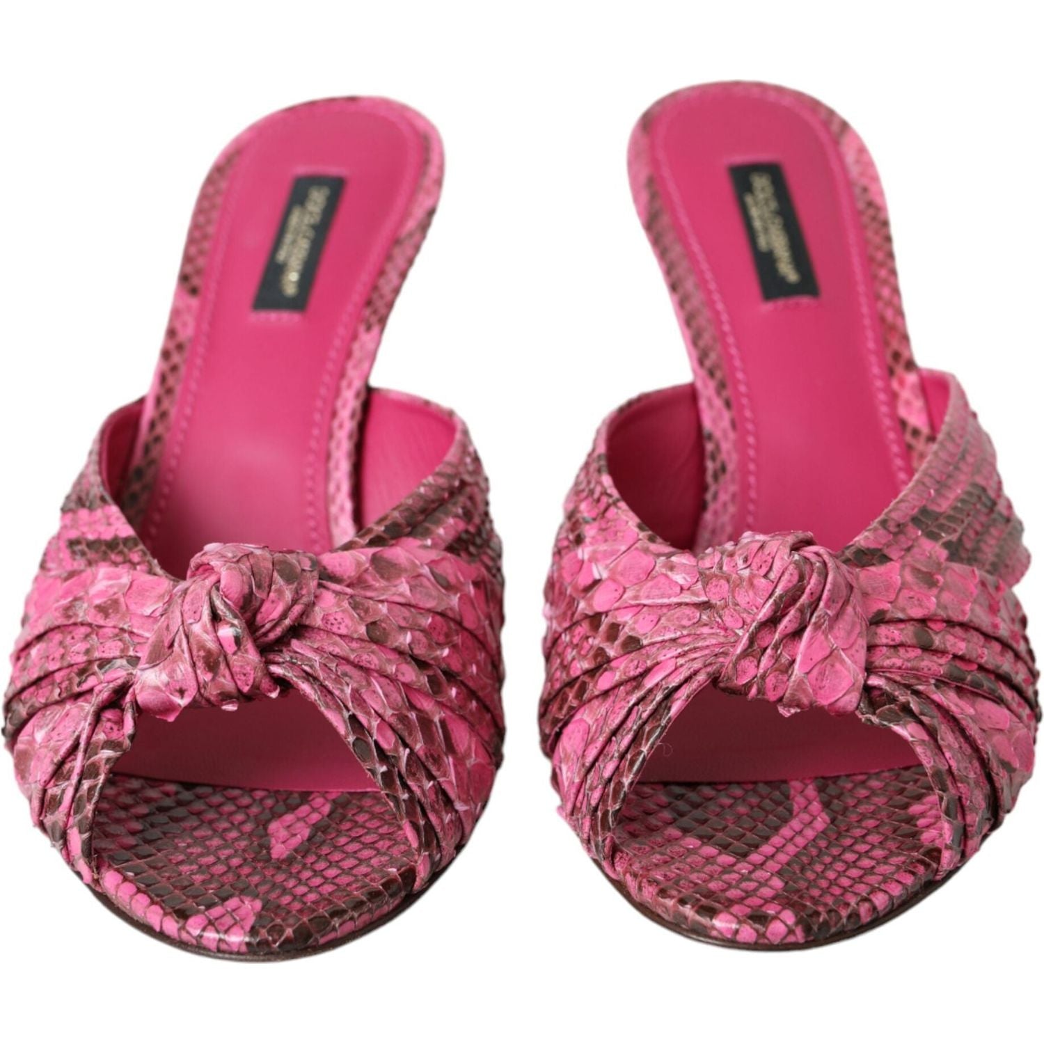 حذاء دولتشي آند غابانا الوردي ذو الكعب العالي المصنوع من الجلد الغريب