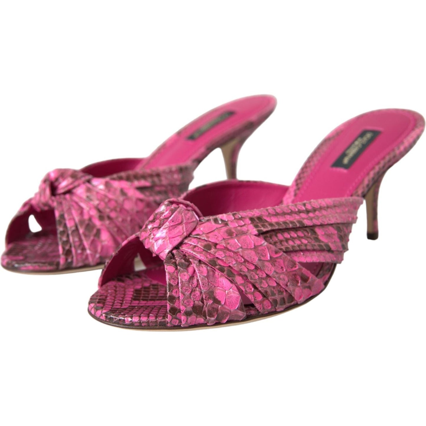 Dolce & Gabbana Pink Exotic Leather Kitten Heels Slides Shoes LA11029-36