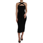 Dolce & Gabbana Black Sheath Halter Sleeveless Midi Dress DR281179-44