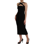 Dolce & Gabbana Black Sheath Halter Sleeveless Midi Dress DR281179-44