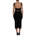 Dolce & Gabbana Black Sheath Halter Sleeveless Midi Dress DR281179-44