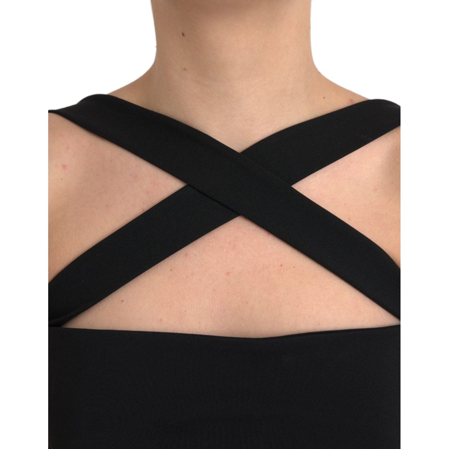Dolce & Gabbana Black Sheath Halter Sleeveless Midi Dress DR281179-44