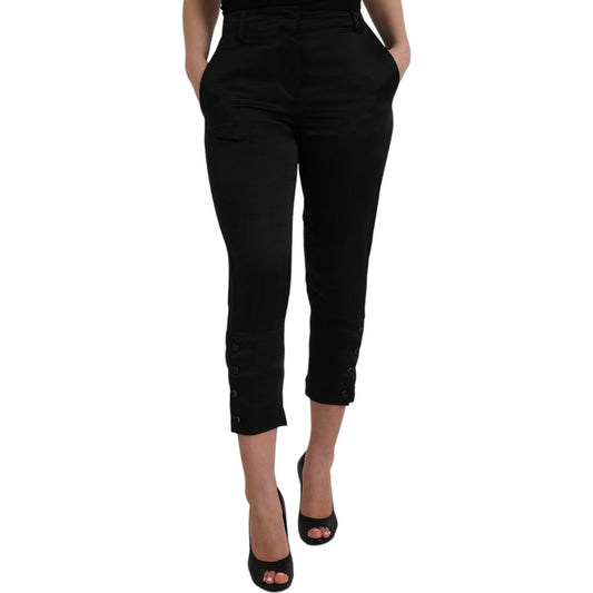 Ermanno Scervino Black High Waist Capri Cropped Pants PAN74690-42