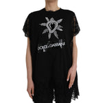 Dolce & Gabbana Black Sacred Heart Print Cotton Lace T-shirt TSH8141-42
