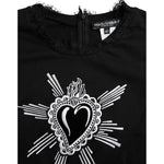 Dolce & Gabbana Black Sacred Heart Print Cotton Lace T-shirt TSH8141-42